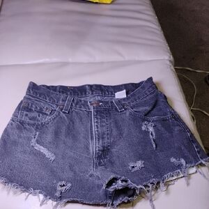 Levi's Dark Gray Distressed Jean Shorts
